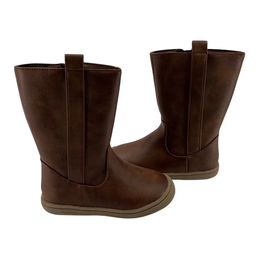 Cat & Jack Brown Side Zip Tall Boots Size 7 Toddler Girl’s